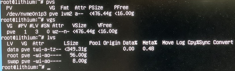 Basic Proxmox volume configuration.